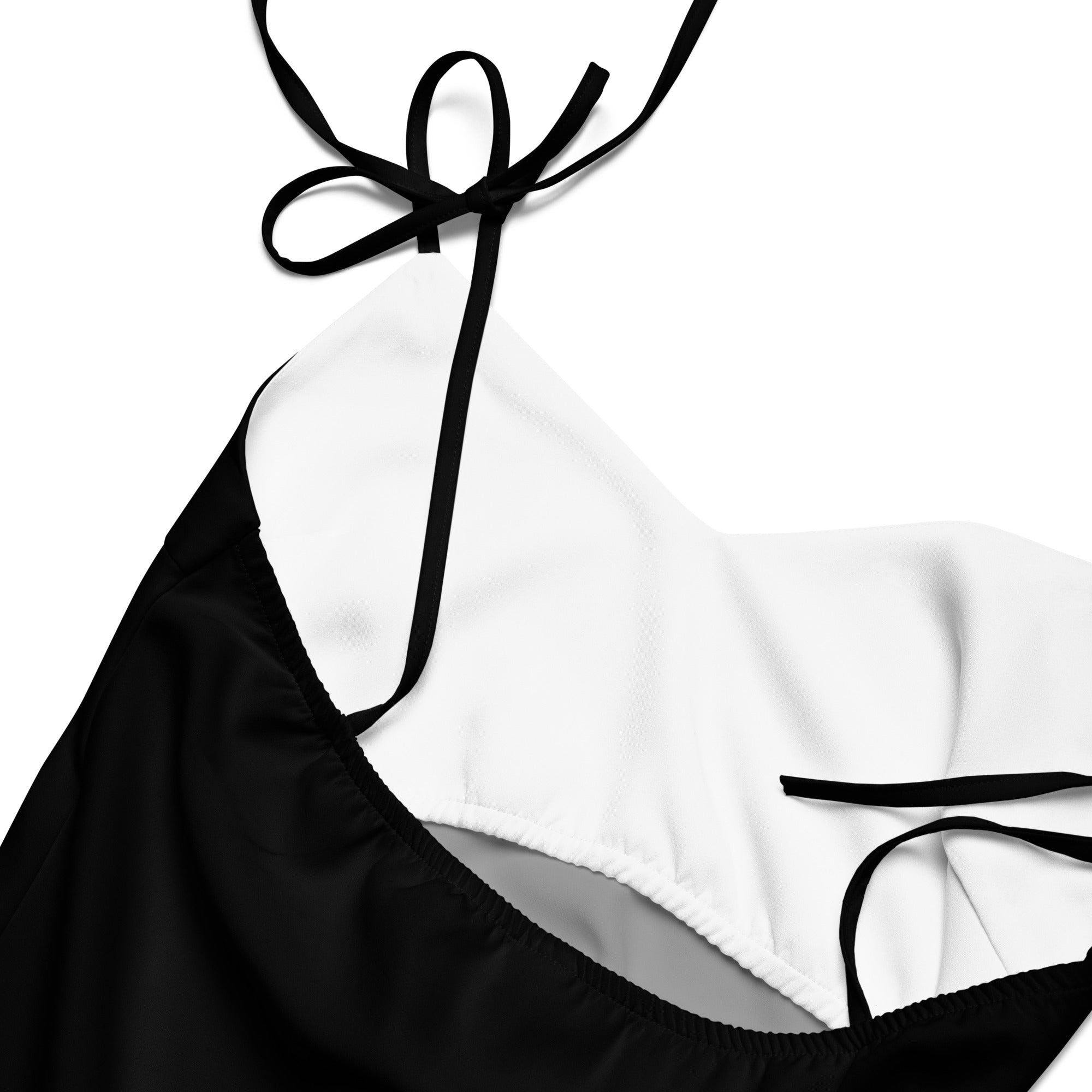 Women's Black Slip Dress - Midi Dress With Adjustable Tie Straps & Built In Bra, close up