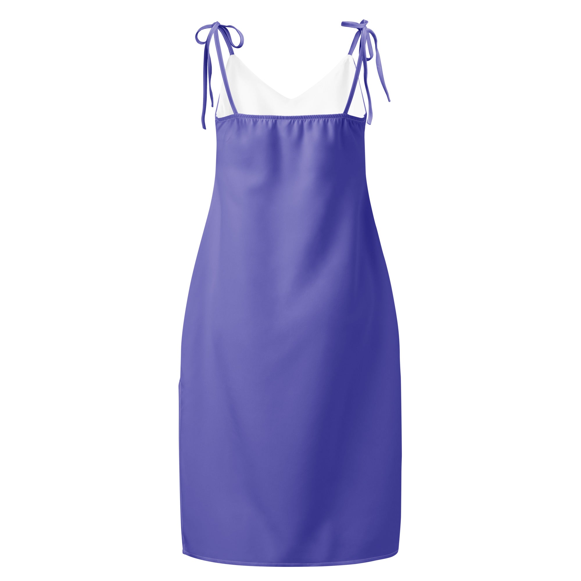Bouvelle purple slip midi dress with adjustable tie straps and built-in bra