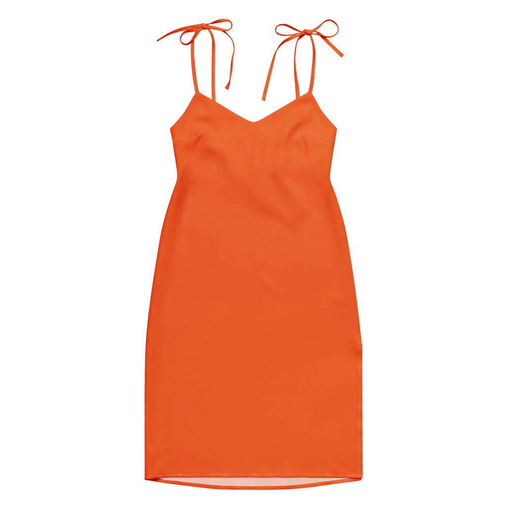 Orange dress with thin straps on a white background
