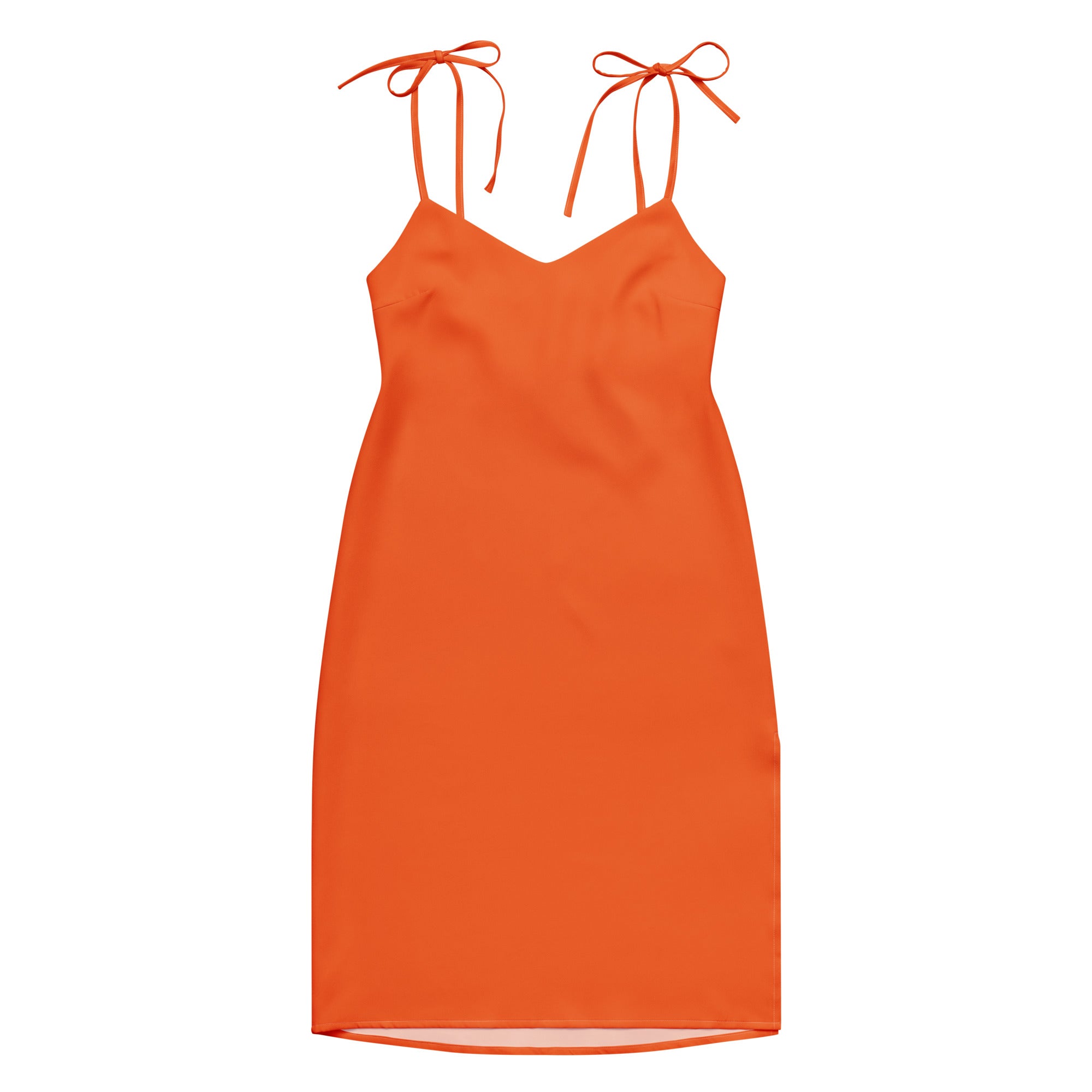 Orange dress with thin straps on a white background