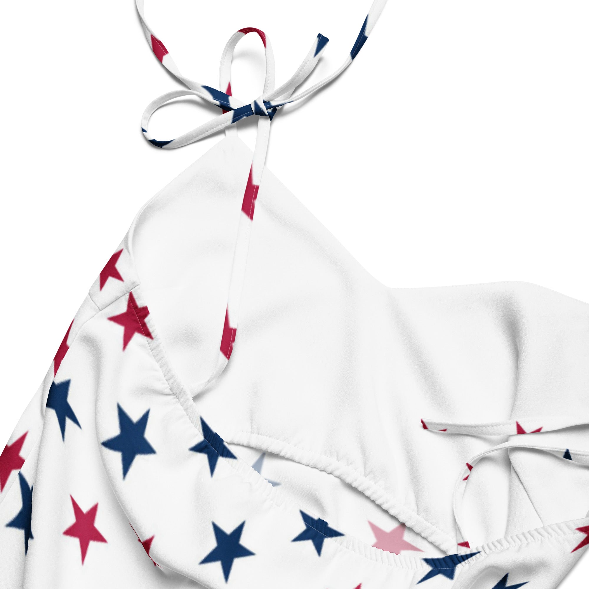 Women's USA Stars Slip Dress - Midi Dress With Adjustable Tie Straps & Built In Bra, close up