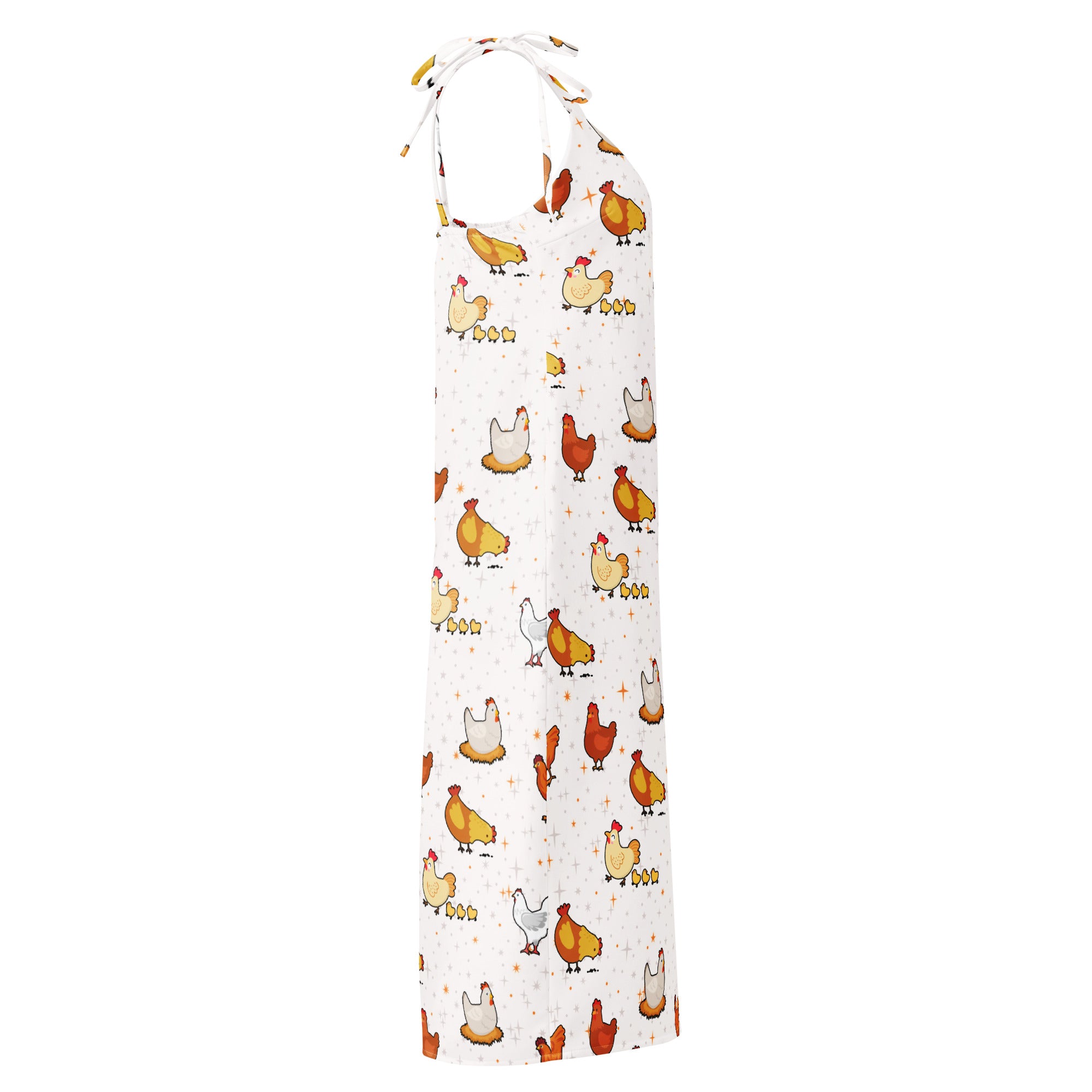 dress with chicken pattern on a white background