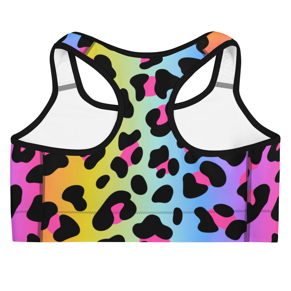 Women's Rainbow Leopard Quick Drying Sports Bra