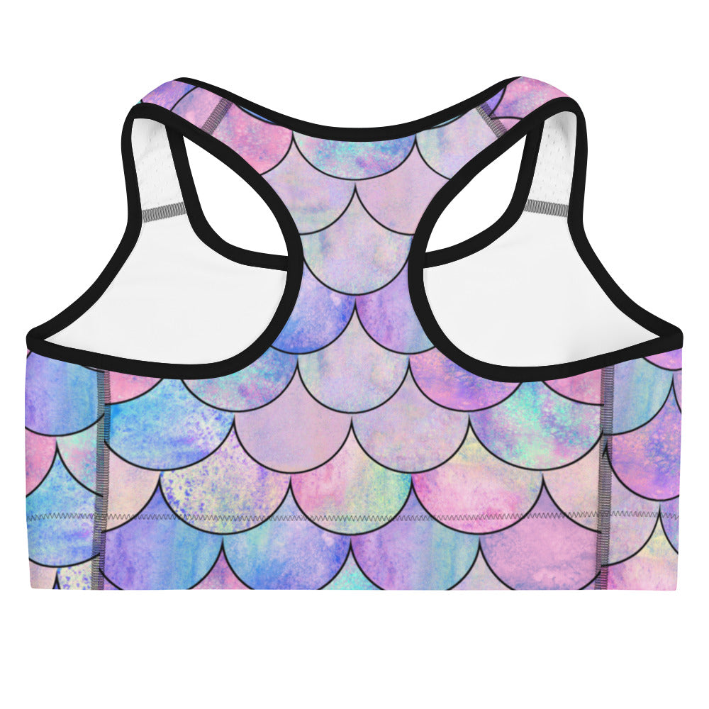 Women's Pastel Mermaid Quick Drying Sports Bra