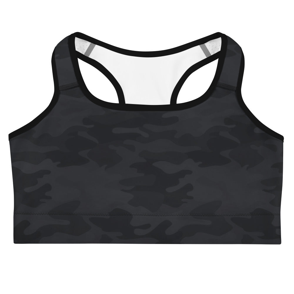 Women's Black Camouflage Quick Drying Sports Bra