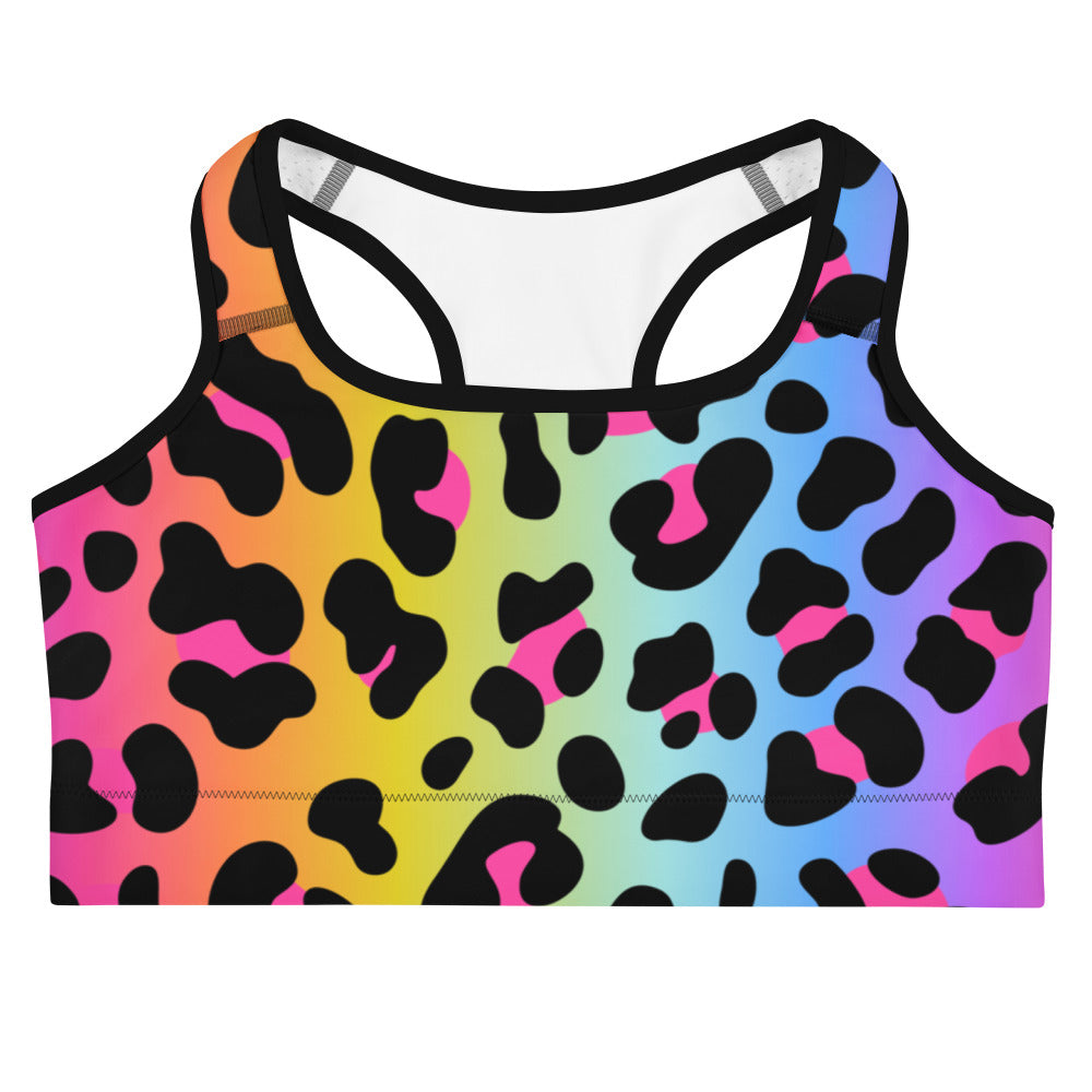 Women's Rainbow Leopard Quick Drying Sports Bra