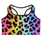 Women's Rainbow Leopard Quick Drying Sports Bra