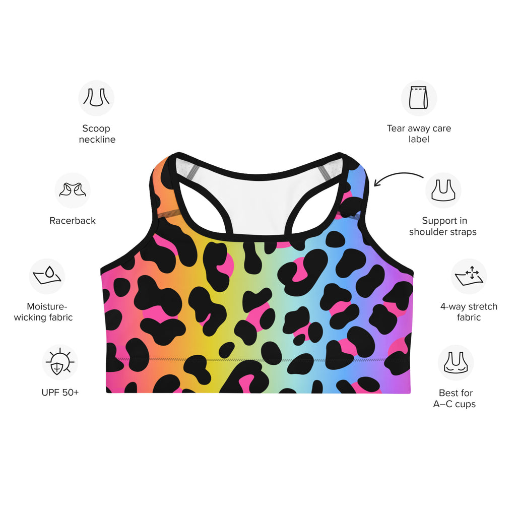 Women's Rainbow Leopard Quick Drying Sports Bra