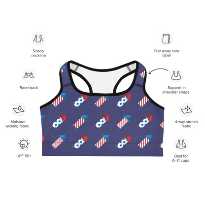 Women's 4th of July Fireworks Quick Drying Sports Bra