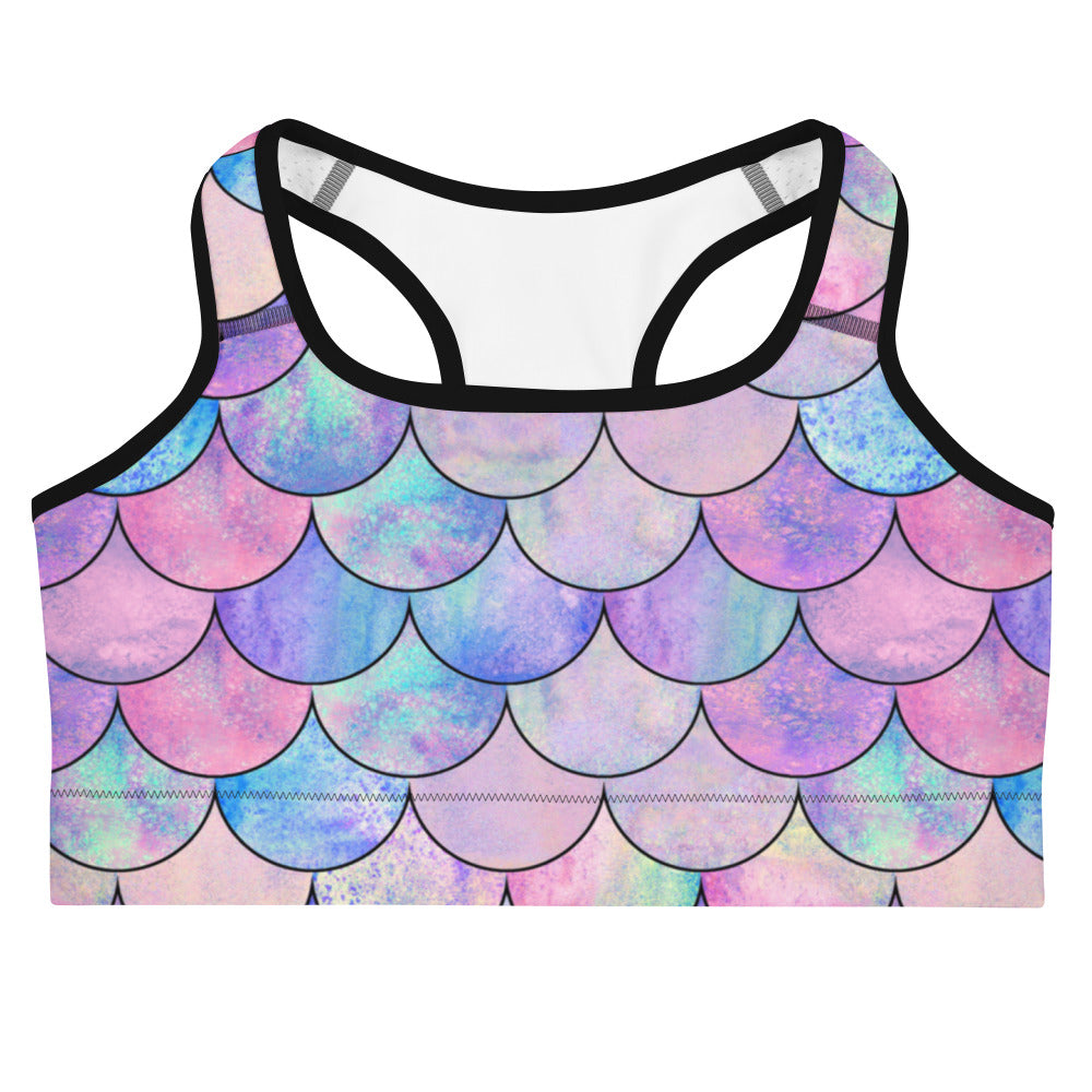 Women's Pastel Mermaid Quick Drying Sports Bra