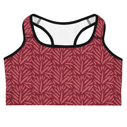 Women's Burgundy Leaf Quick Drying Sports Bra