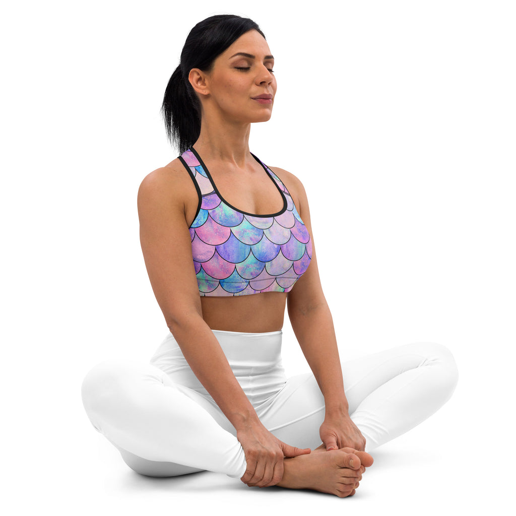 Women's Pastel Mermaid Quick Drying Sports Bra