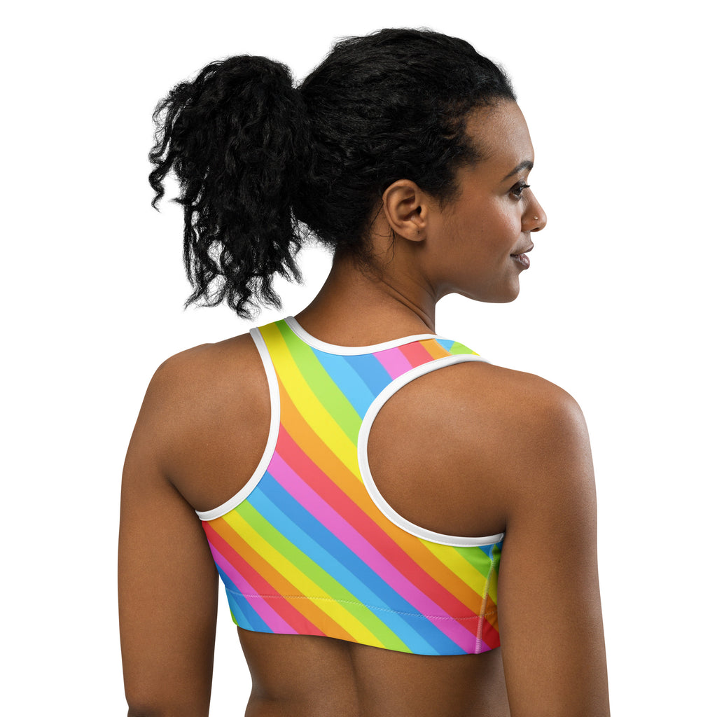 Women's Striped Rainbow Quick Drying Sports Bra