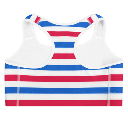 Women's Red, White, and Blue Quick Drying Sports Bra