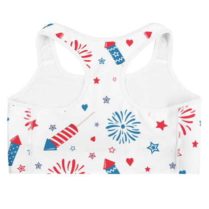 Women's Fireworks & Stars Quick Drying Sports Bra