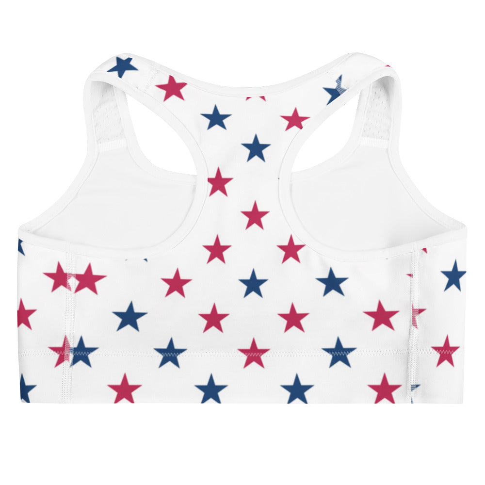 Women's Red & Blue Star Quick Drying Sports Bra