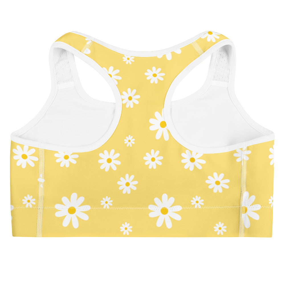 Women's Yellow Daisy Quick Drying Sports Bra