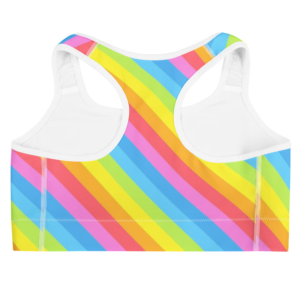 Women's Striped Rainbow Quick Drying Sports Bra