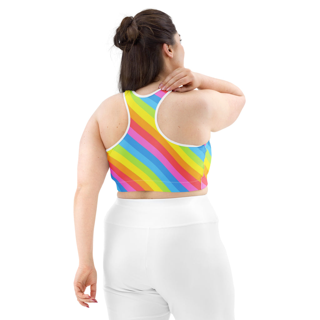 Women's Striped Rainbow Quick Drying Sports Bra