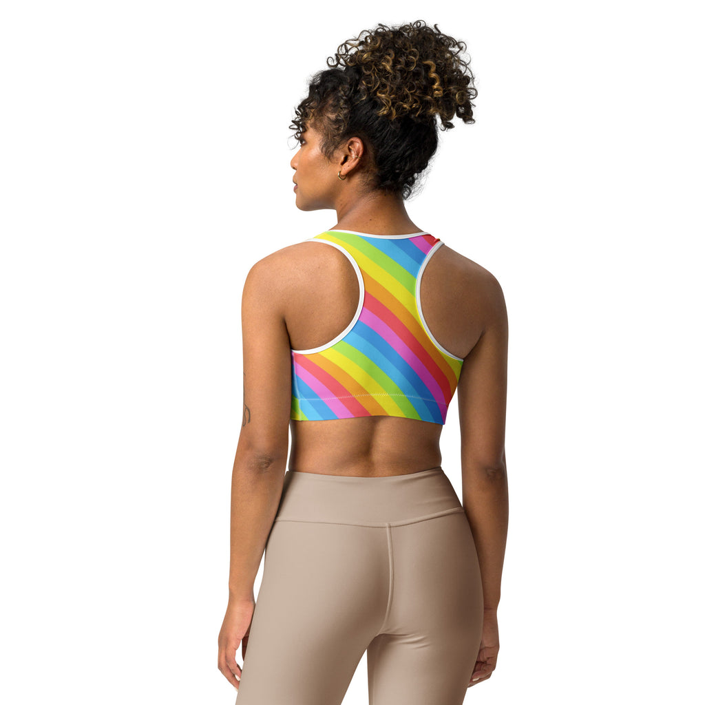 Women's Striped Rainbow Quick Drying Sports Bra