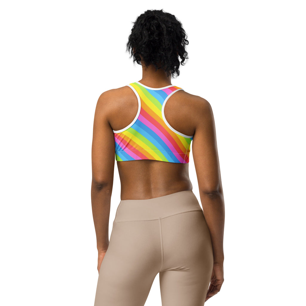 Women's Striped Rainbow Quick Drying Sports Bra