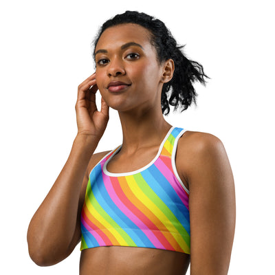Women's Striped Rainbow Quick Drying Sports Bra