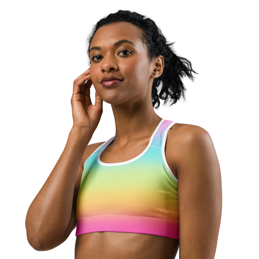 Women's Bright Rainbow Quick Drying Sports Bra