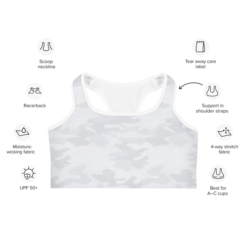 Women's White Camouflage Quick Drying Sports Bra