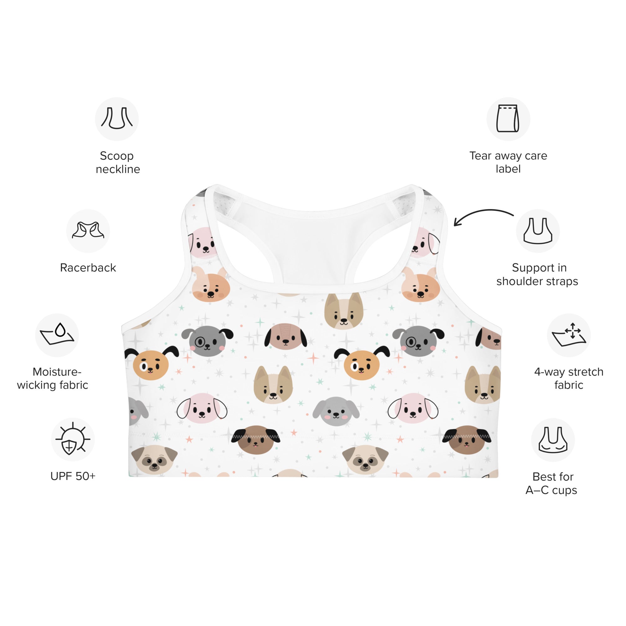 Women's Dog Face Quick Drying Sports Bra