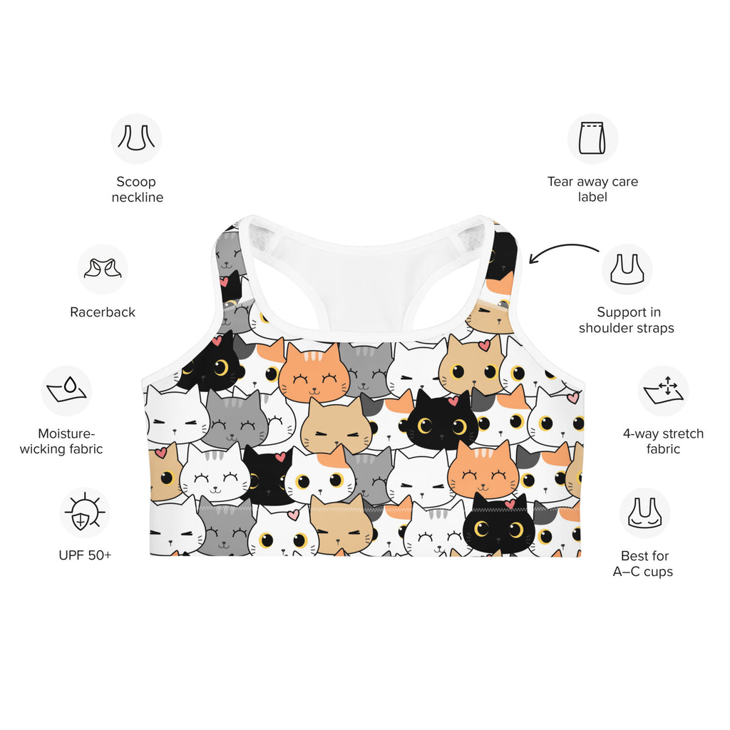 Women's Cat Face Quick Drying Sports Bra