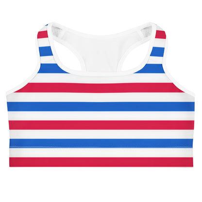 Women's Red, White, and Blue Quick Drying Sports Bra