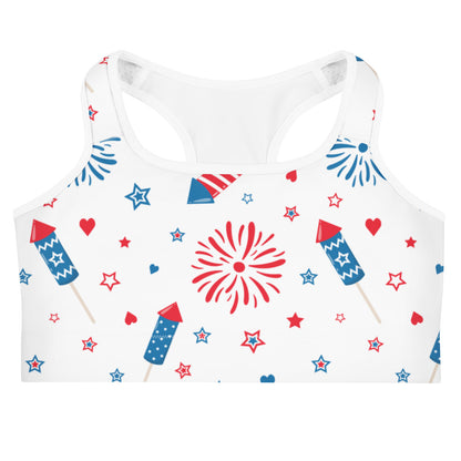 Women's Fireworks & Stars Quick Drying Sports Bra