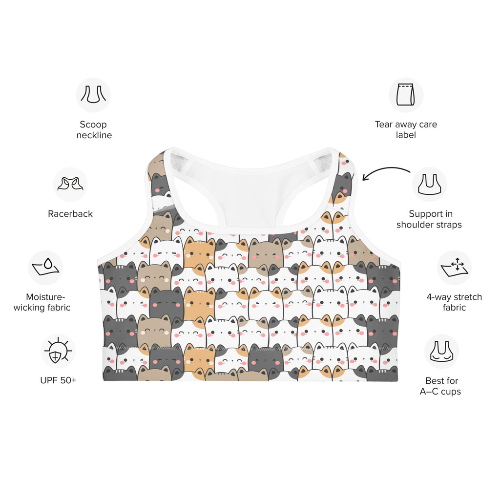 Women's Kawaii Cats Quick Drying Sports Bra