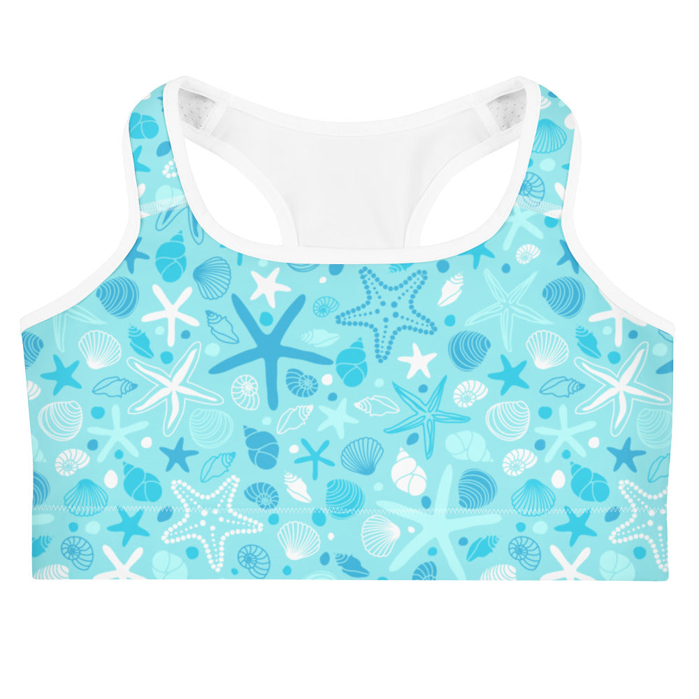 Women's Starfish and Shells Quick Drying Sports Bra