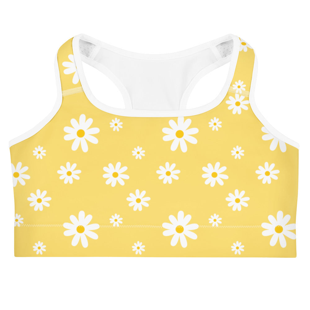 Women's Yellow Daisy Quick Drying Sports Bra