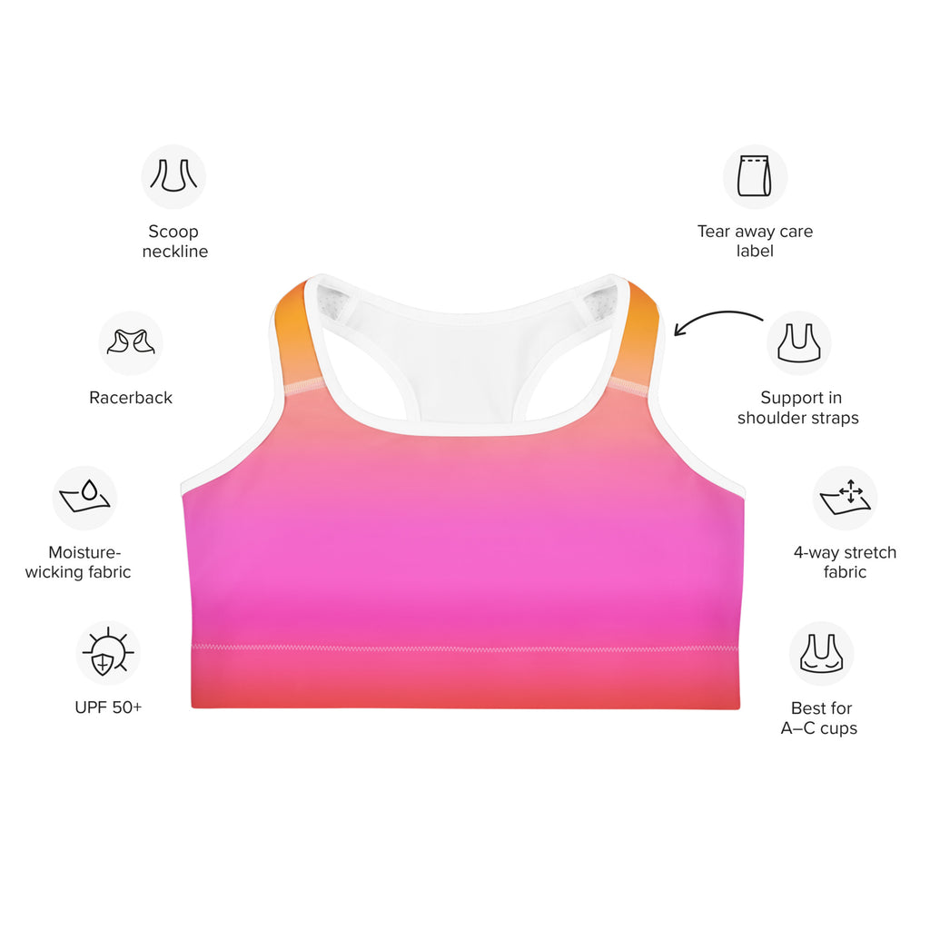 Women's Sunset Ombre Quick Drying Sports Bra