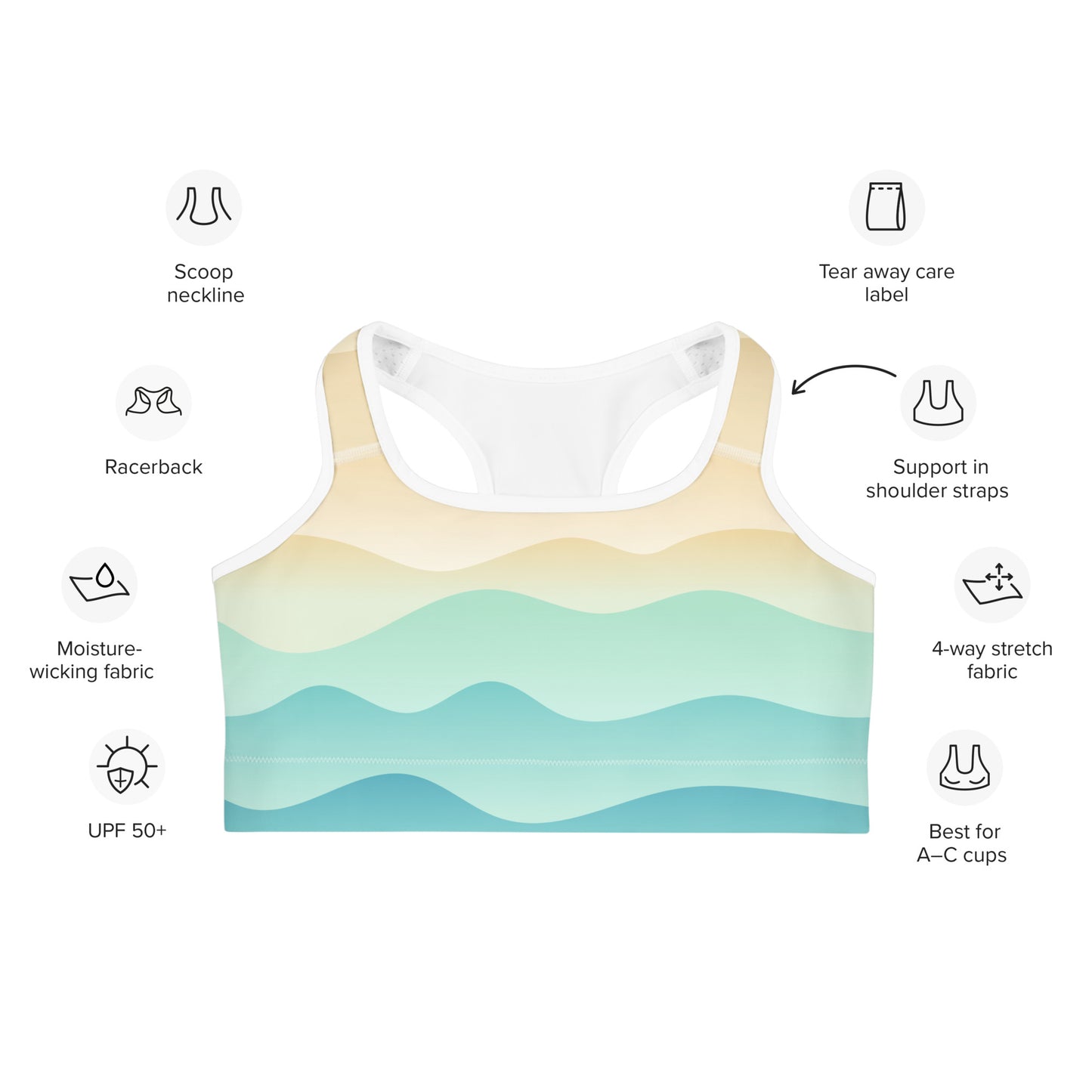 Women's Ocean Wave Quick Drying Sports Bra
