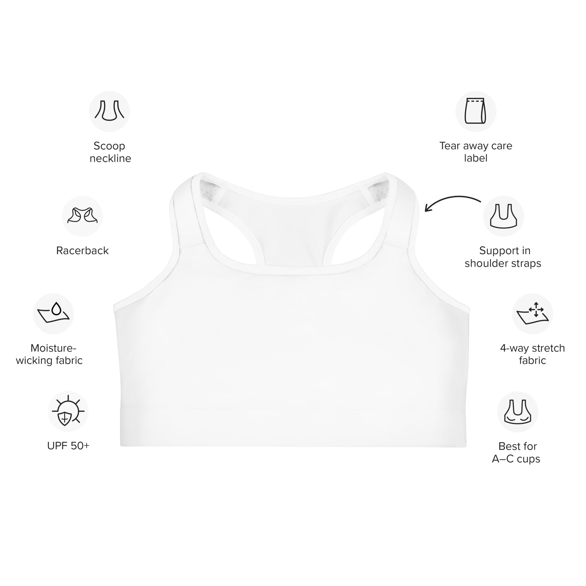 Women's White Quick Drying Sports Bra