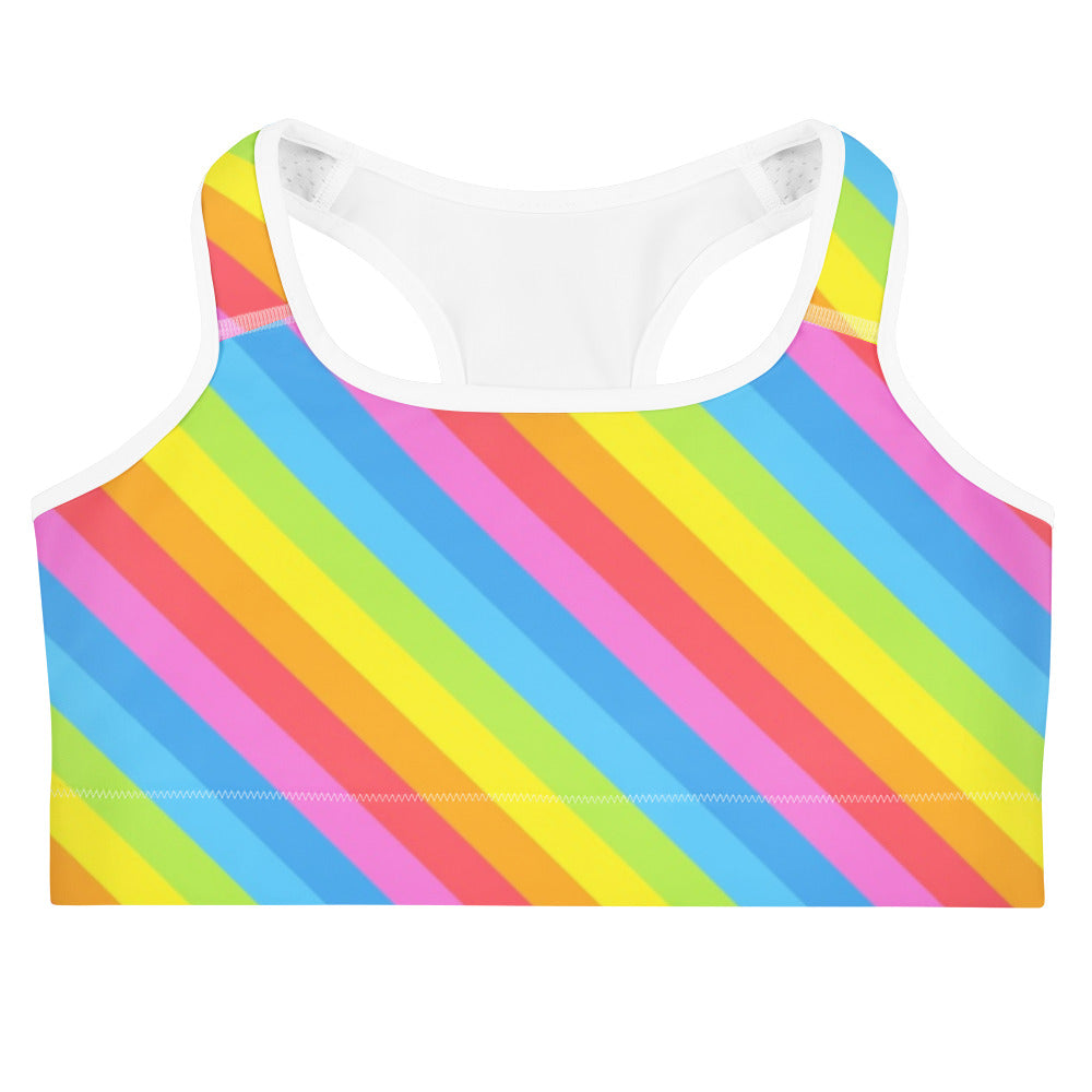 Women's Striped Rainbow Quick Drying Sports Bra