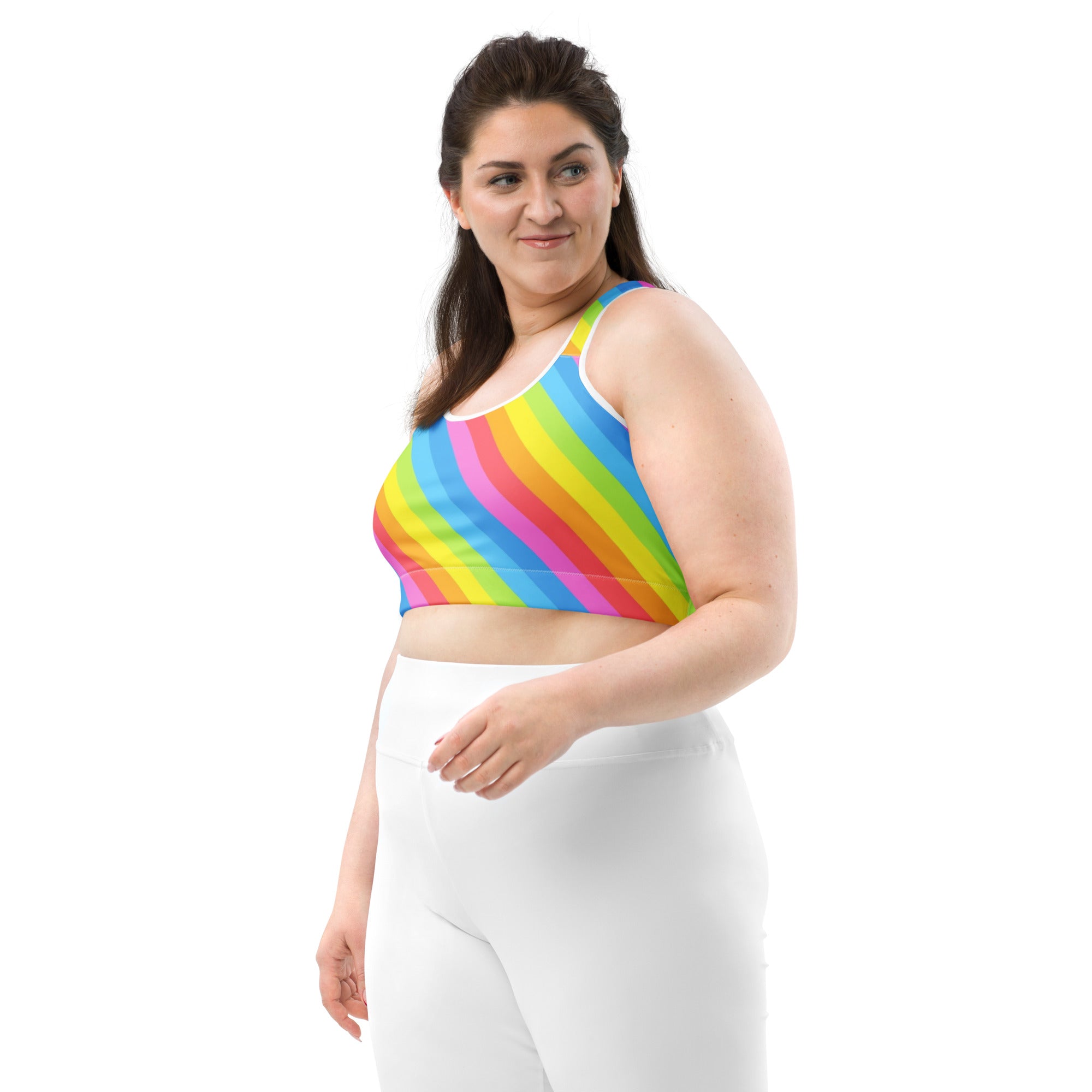Women's Striped Rainbow Quick Drying Sports Bra