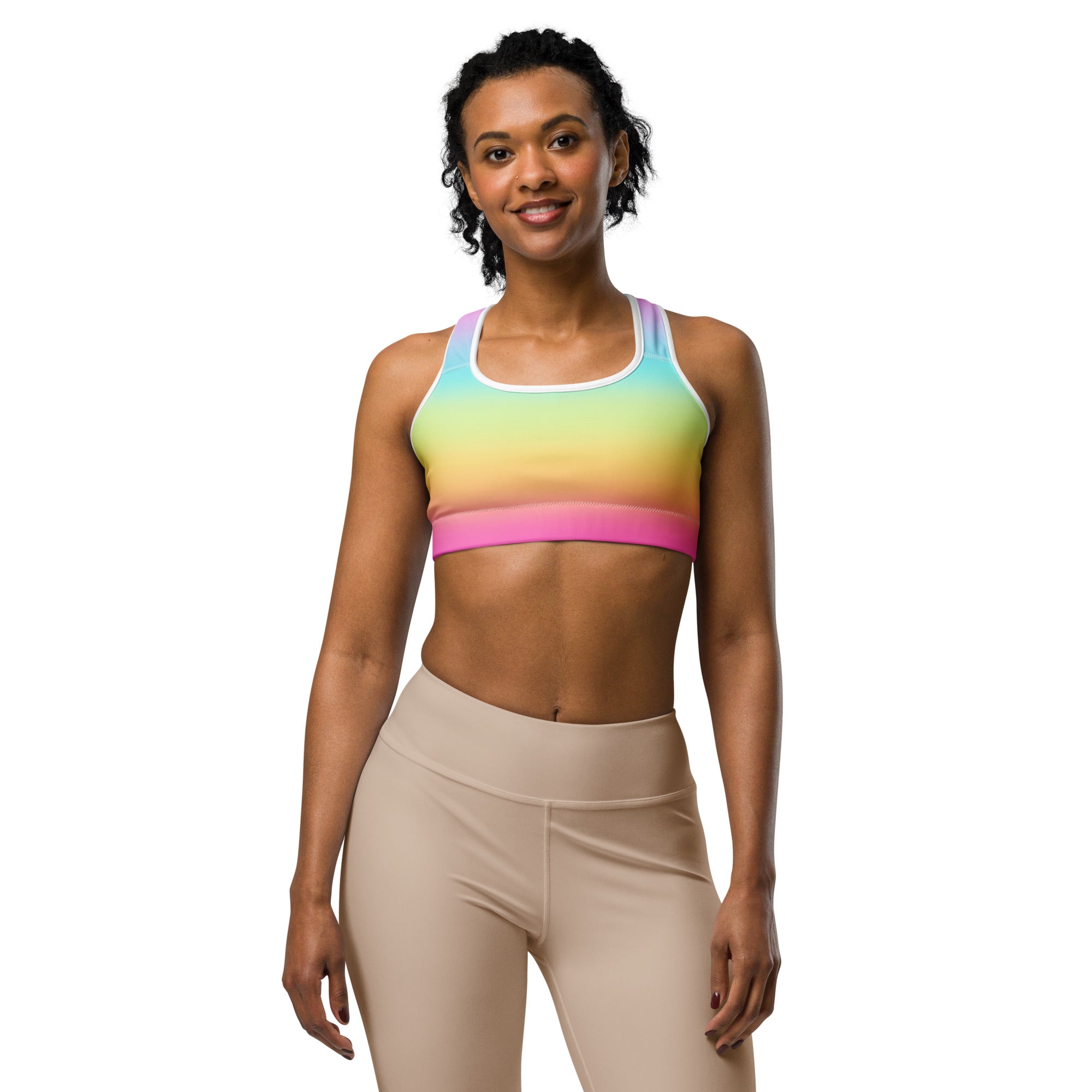 Women's Bright Rainbow Quick Drying Sports Bra