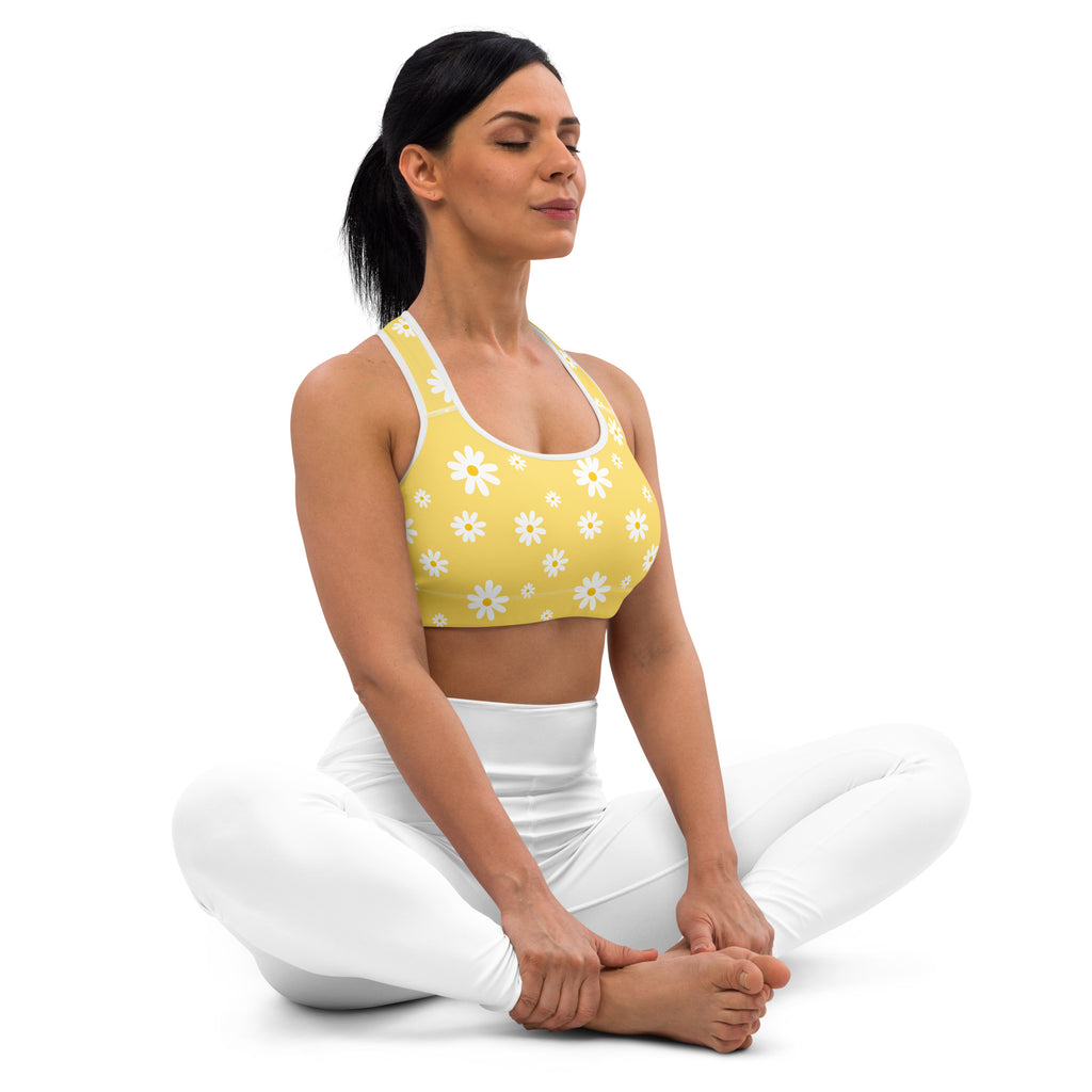 Women's Yellow Daisy Quick Drying Sports Bra