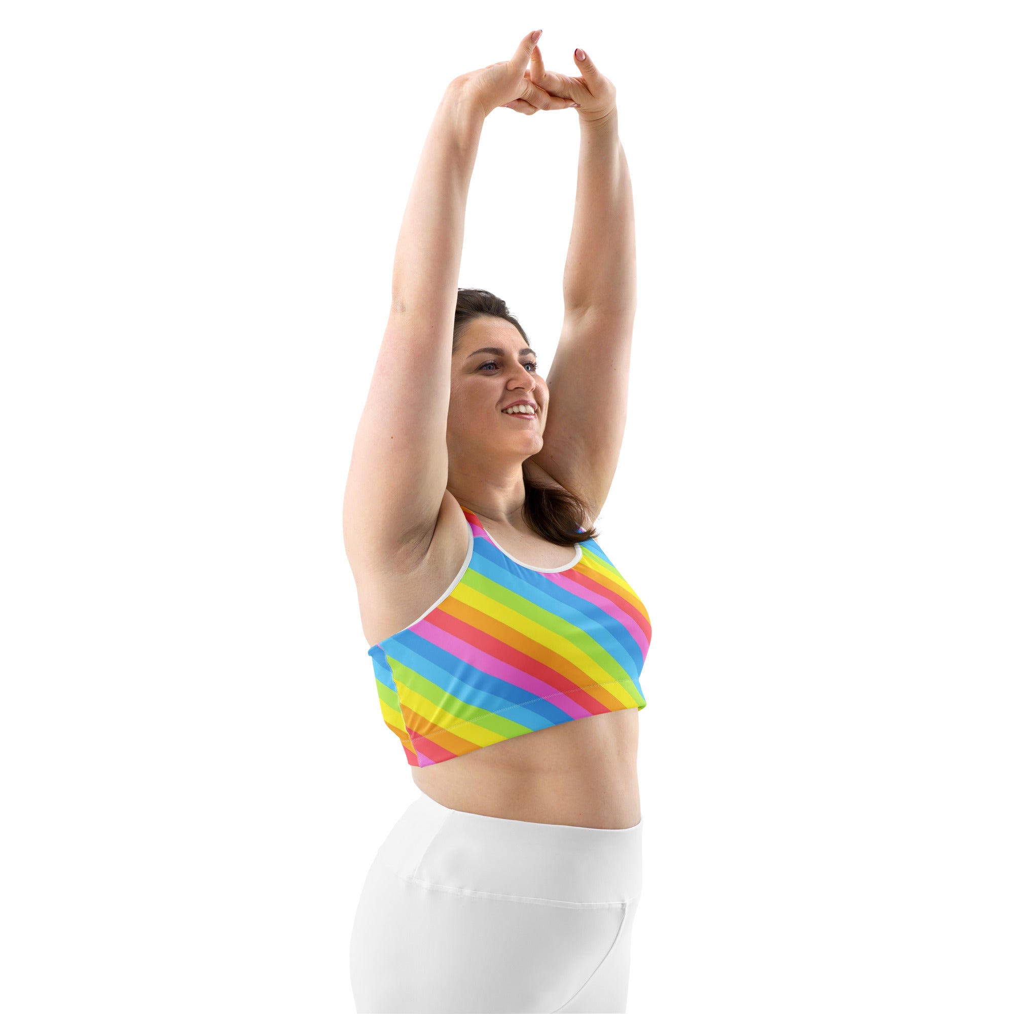 Women's Striped Rainbow Quick Drying Sports Bra