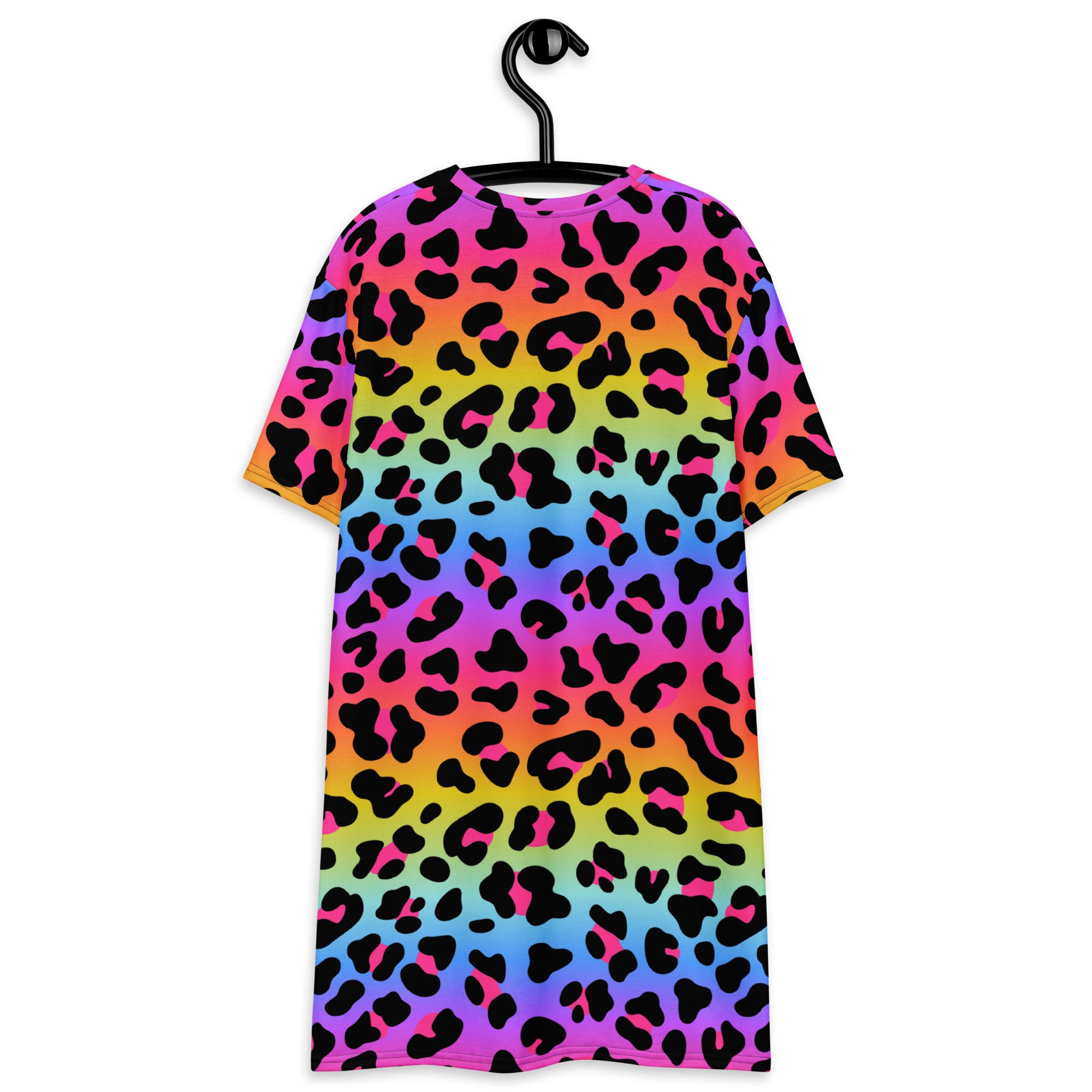 Women's Rainbow Leopard T-Shirt Dress