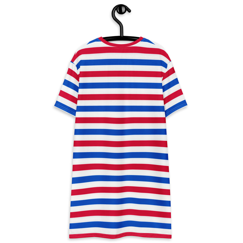 Women's Red, White & Blue Striped T-Shirt Dress