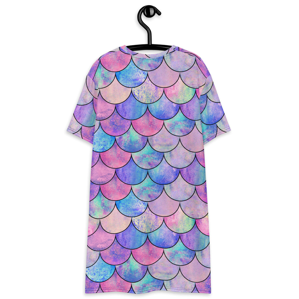 Women's Pastel Mermaid Scales T-Shirt Dress