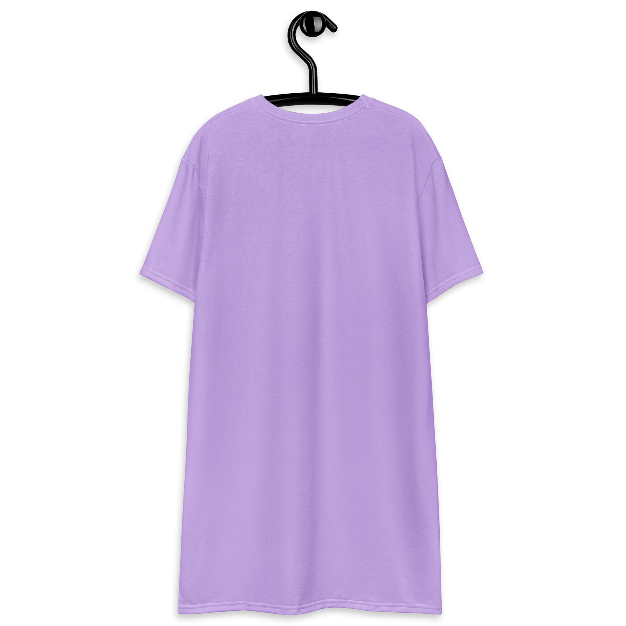 Soft lavender purple women’s t-shirt dress with short sleeves and a simple crew neck design
