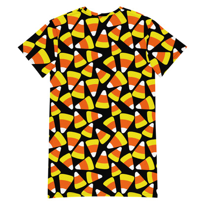 Women's Candy Corn Halloween T-Shirt Dress