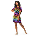 Women's Rainbow Leopard T-Shirt Dress
