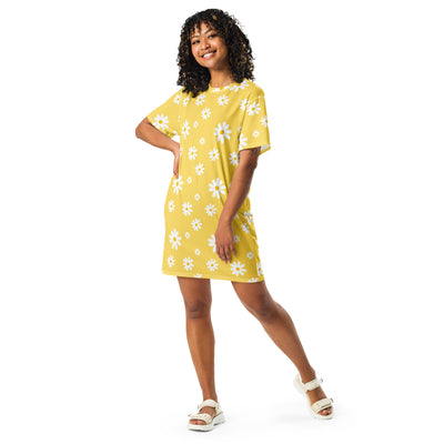Women's Yellow Daisy T-Shirt Dress
